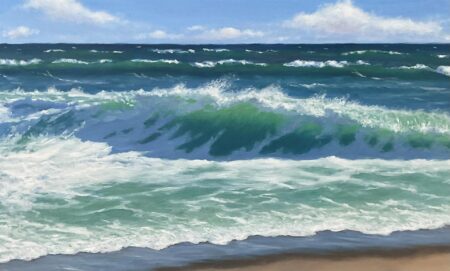 <b>David Andrews</b></br> <i>Just Swell</i> </br>Oil</br>18x24"</br>$850