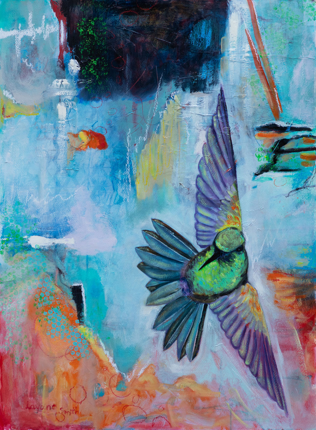 Mixed Media Hummingbird Painting with Layane Smith - Session 5 - Image 5