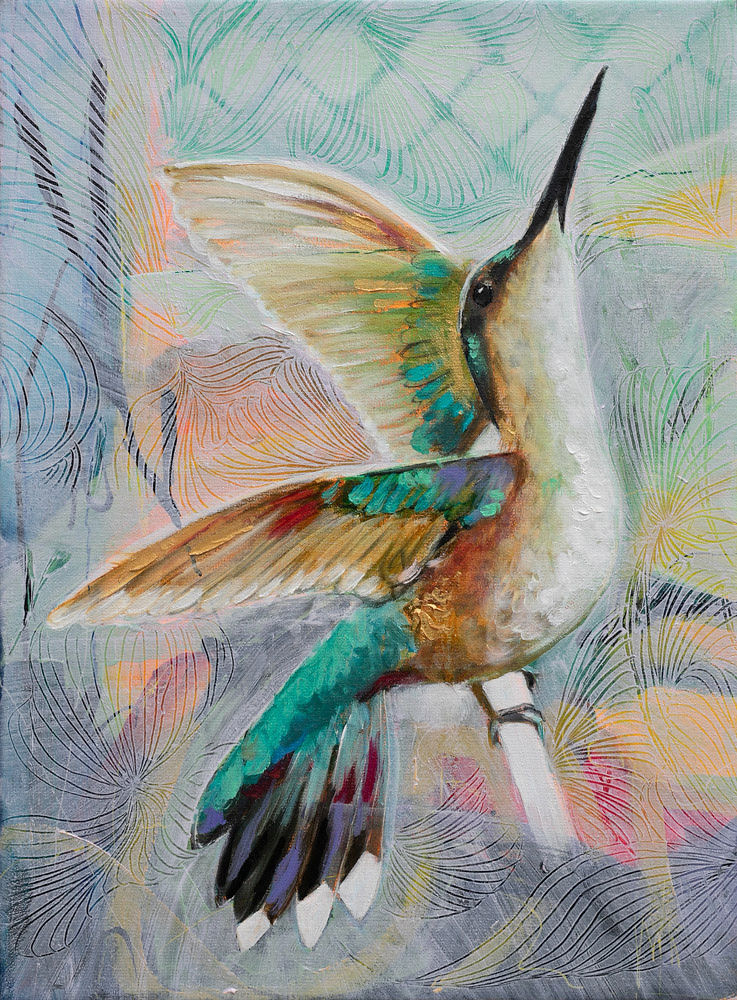 Mixed Media Hummingbird Painting with Layane Smith - Session 5 - Image 3