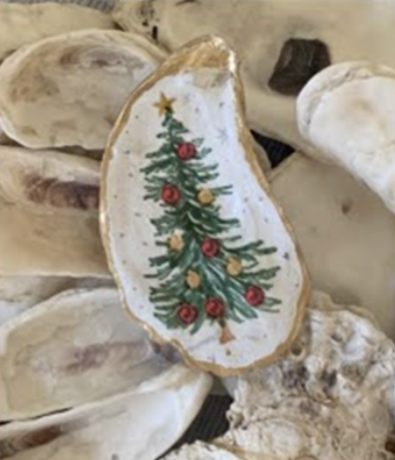 Holiday Oyster Shell Decoupage painting with Linda Whitcomb, December 3, 2025