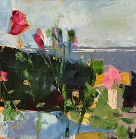 <b>Susan Alder</b></br> <i>Across the Street</i> </br>Oil</br>14x14"</br>$800