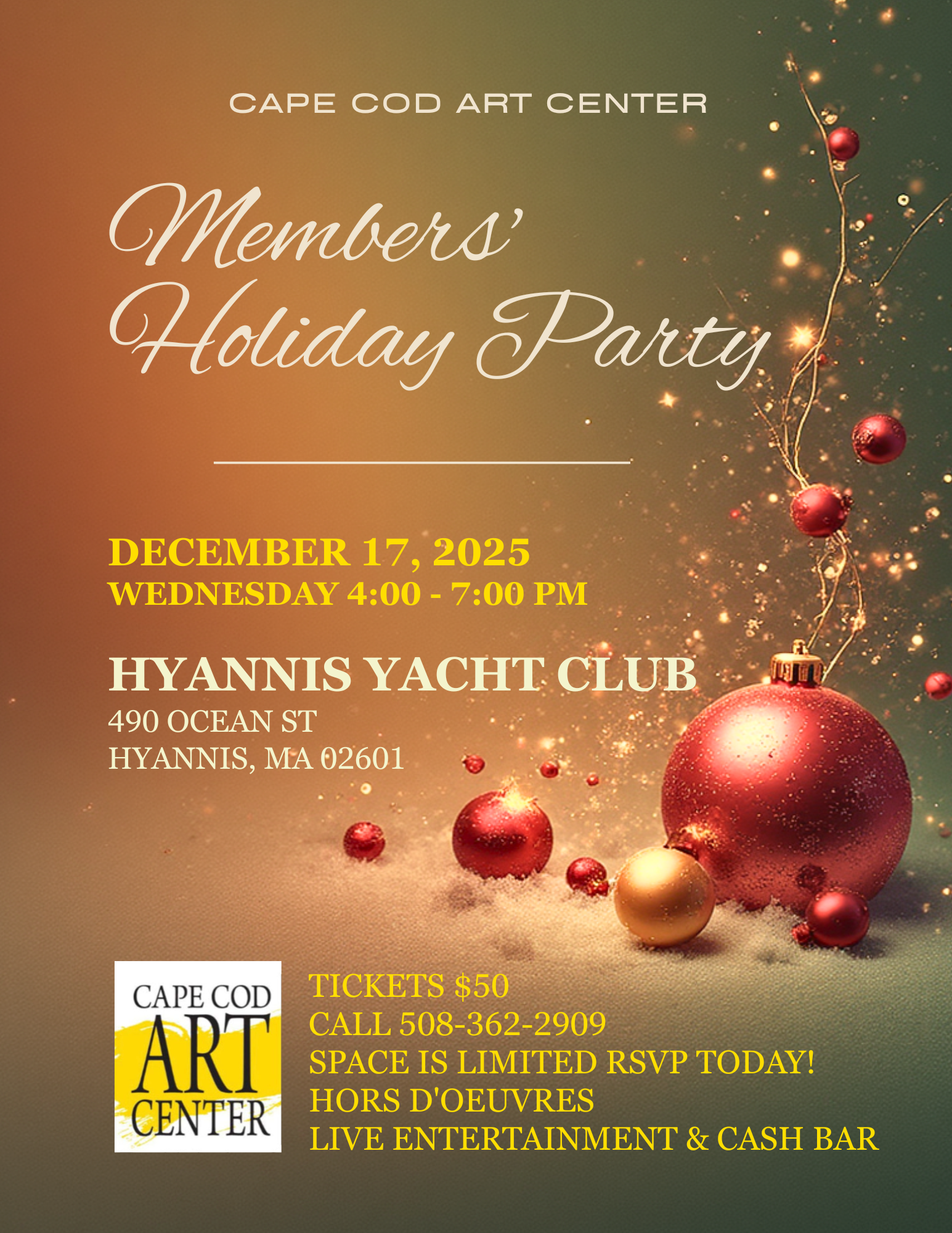 Members Holiday Party - Hyannis Yacht Club December 17, 2025